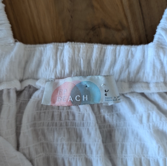 Free People Beach La La Maxi Dress V Neck Gauze Tiered Flutter Sleeve White L - Picture 10 of 16